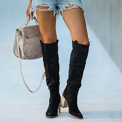 Suede Knee-High Boots