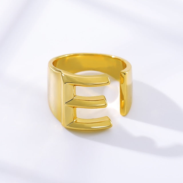 Adjustable Gold A-Z Initial Ring