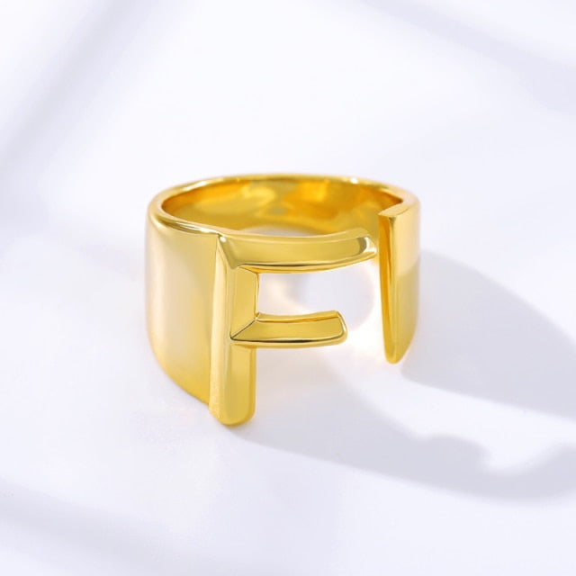 Adjustable Gold A-Z Initial Ring