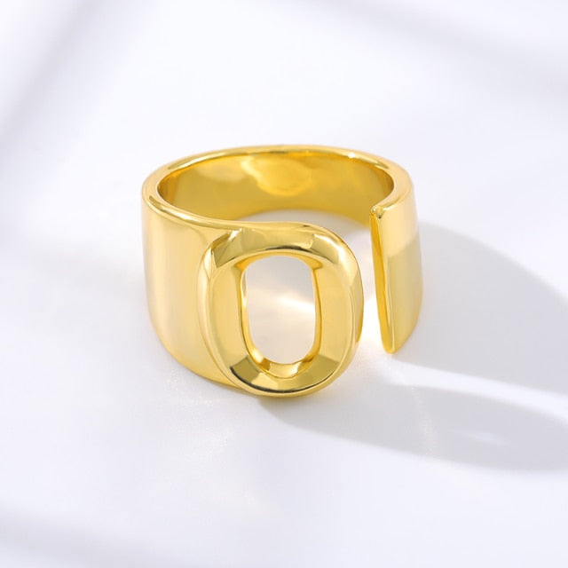 Adjustable Gold A-Z Initial Ring