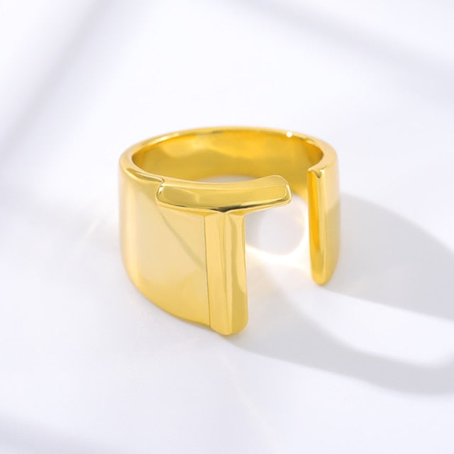 Adjustable Gold A-Z Initial Ring