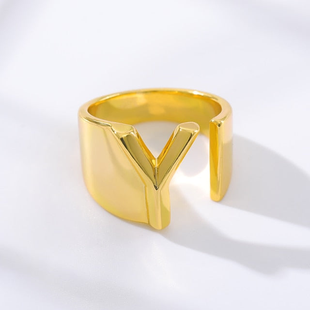 Adjustable Gold A-Z Initial Ring