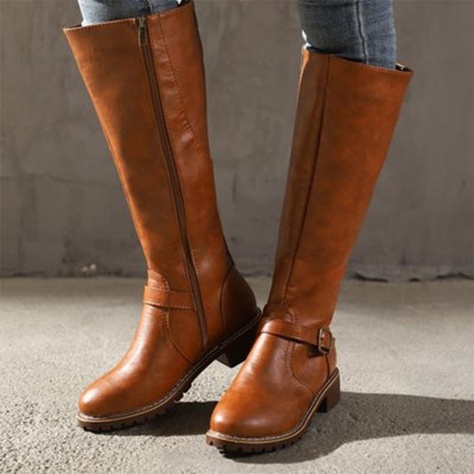 Leather Zipper Boots