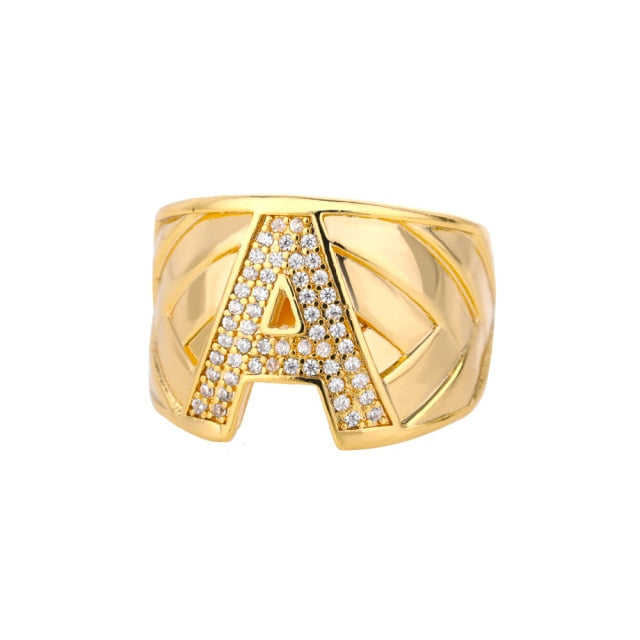 Oversized Diamond Initial Ring