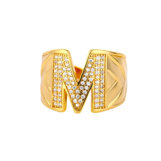 Oversized Diamond Initial Ring