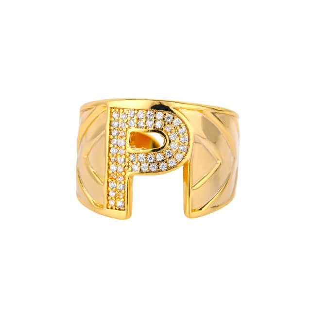 Oversized Diamond Initial Ring