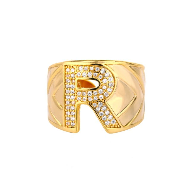 Oversized Diamond Initial Ring