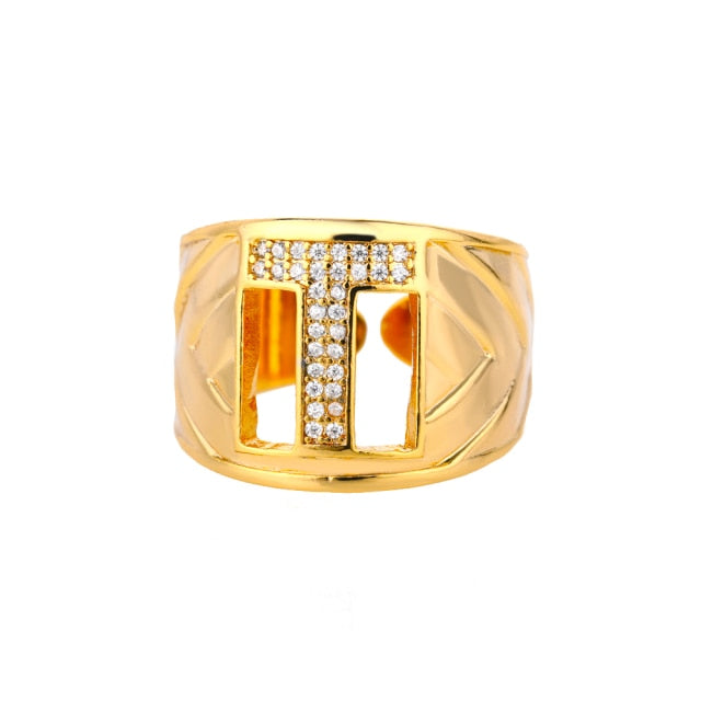 Oversized Diamond Initial Ring