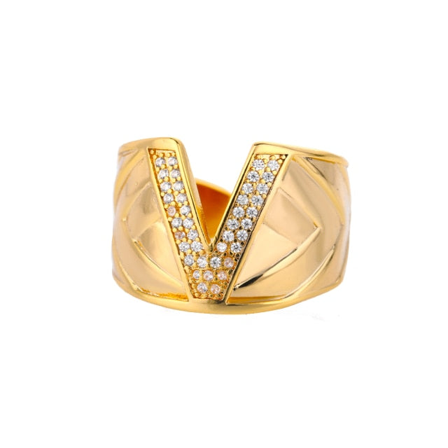 Oversized Diamond Initial Ring