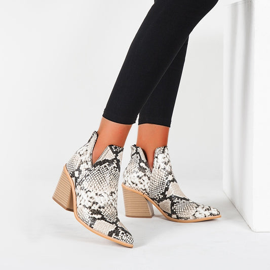 Snakeskin Ankle Booties