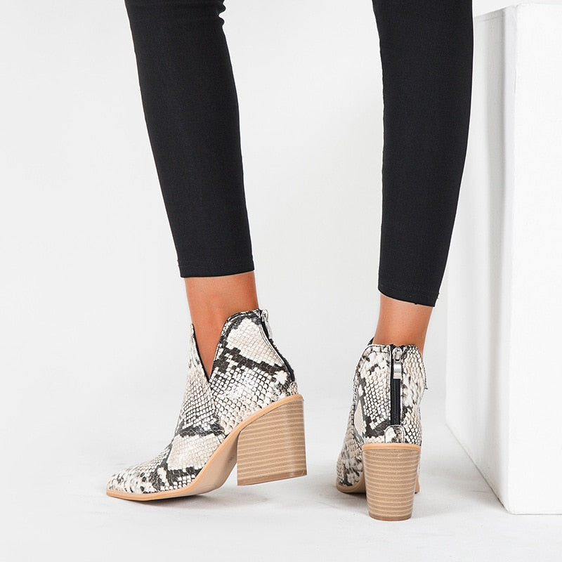 Snakeskin Ankle Booties